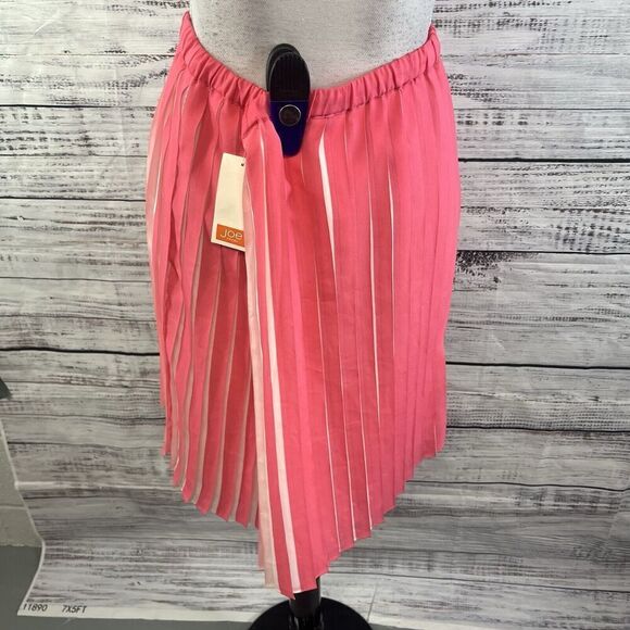 Joe Fresh Skirt size Medium Coral Pink Pleated Knee A Line Sheer Modest Church - Picture 7 of 8
